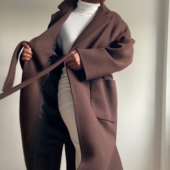 Zara Belted wool coat size XS NWT color Brown - Picture 4 of 8